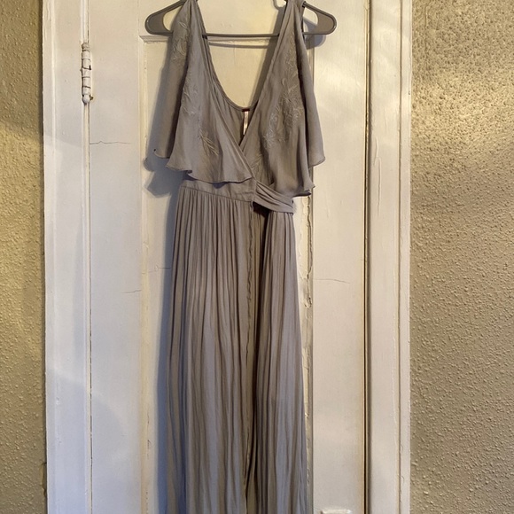 Free people gray/blue Fiona tie midi dress - Picture 1 of 4